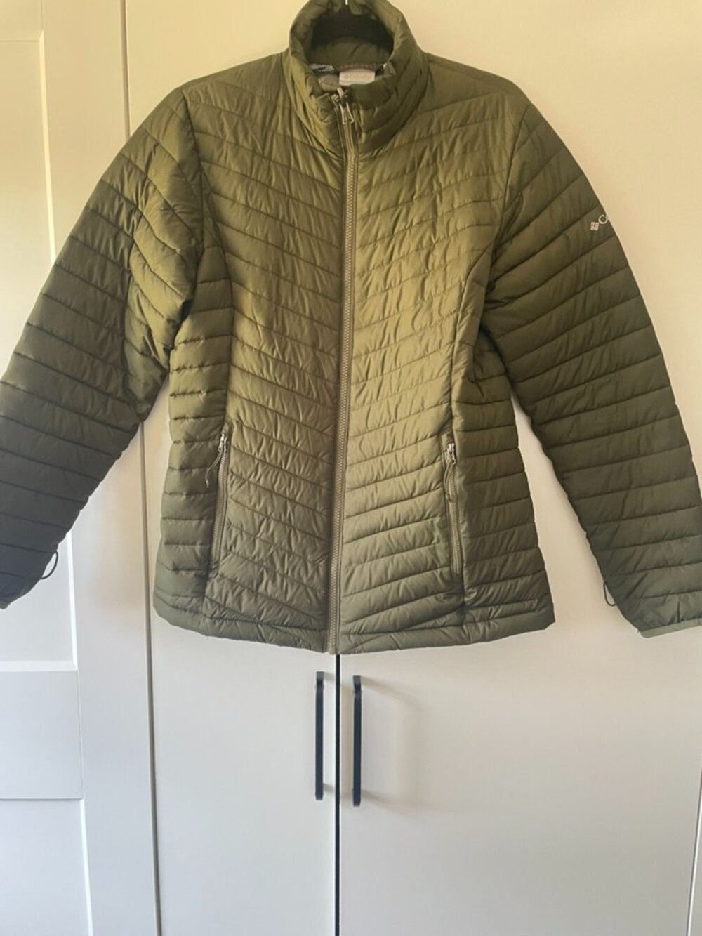 Columbia Lightweight Puffer Jacket Olive Omni Heat Full Zip Size Medium